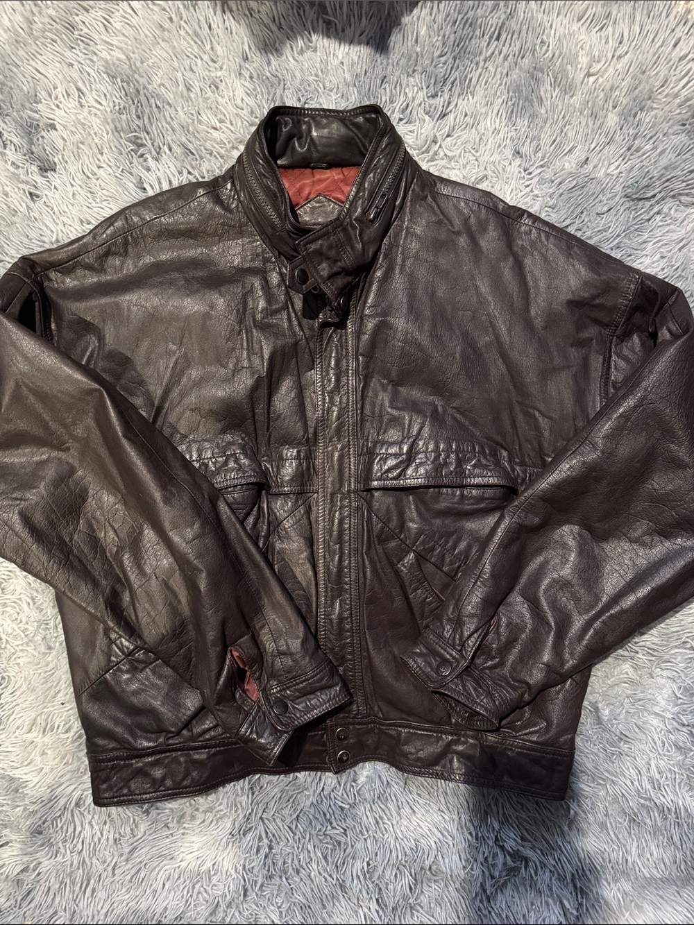 Lord & Taylor Men's Brown Leather Bomber Jacket